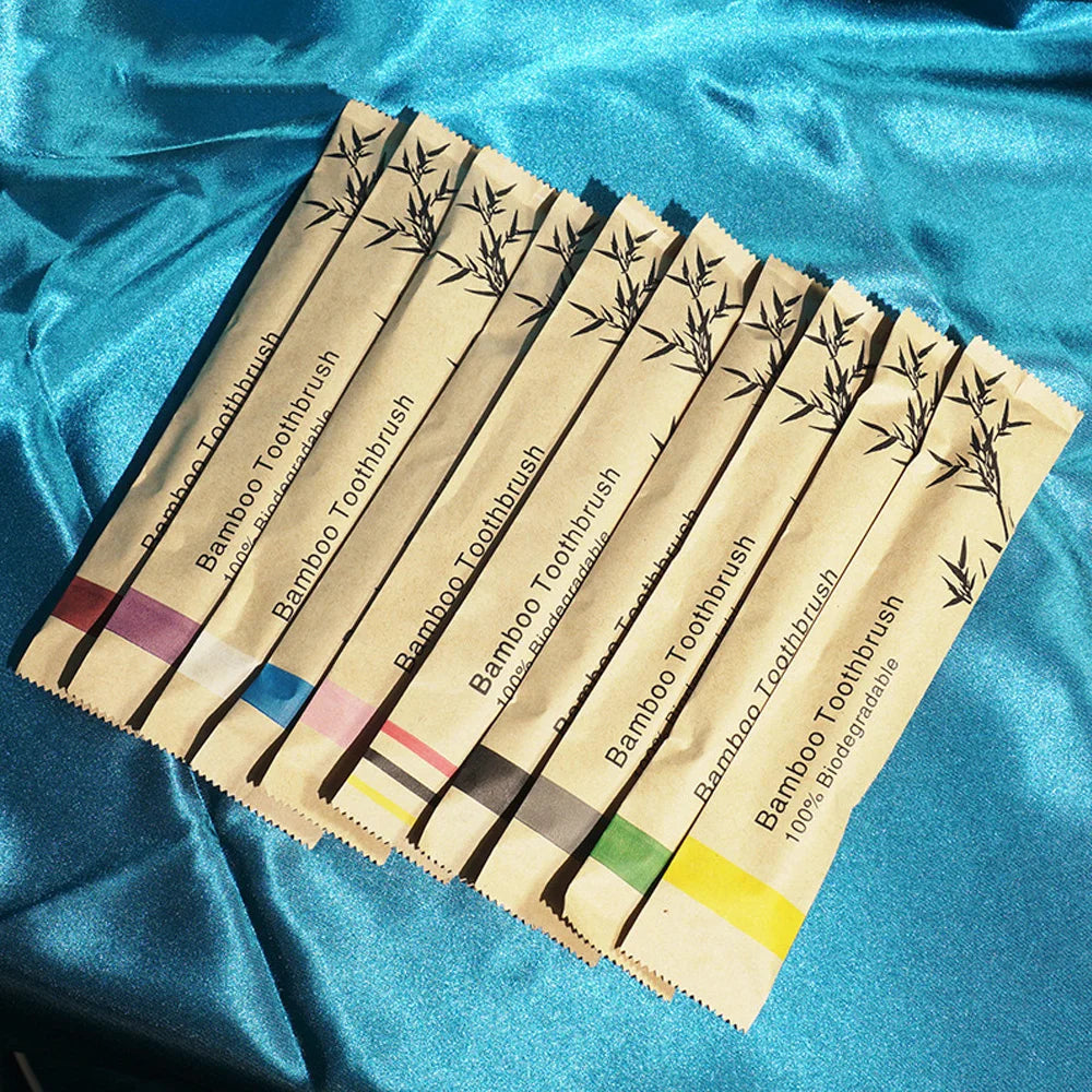 50 Einweg-Zahnbürsten aus Bambus mit weichen Borsten – biologisch abbaubar und leicht zu transportieren – unverzichtbar für zu Hause und unterwegs