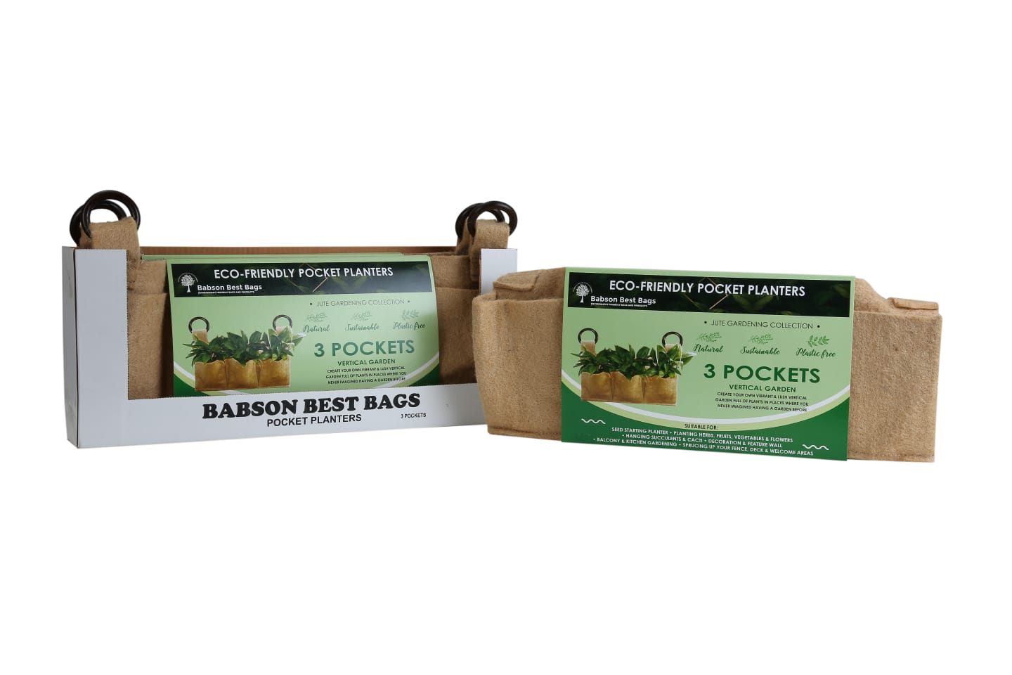 Outdoor Umweltfreundliche Jute-Wandtasche mit 3 Pflanztaschen