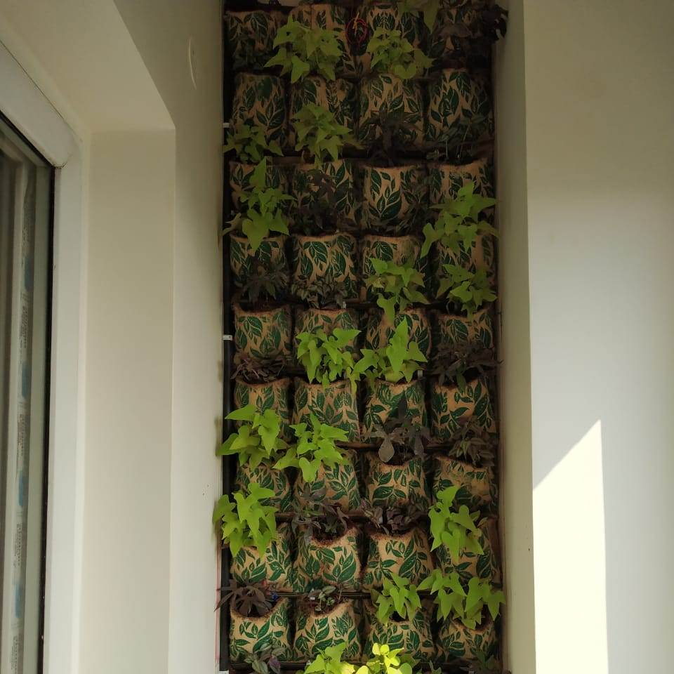 Outdoor Umweltfreundliche Jute-Wandtasche mit 3 Pflanztaschen