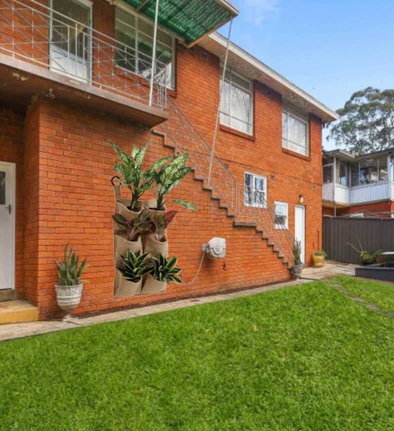 Outdoor Umweltfreundliche Jute-Wandtasche mit 3 Pflanztaschen