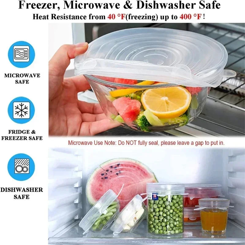 Silikon-Stretchdeckel Küchenzubehör kann wiederverwendet werden Lebensmittelabdeckung Plastikfolienabdeckung Frischhalte-Verschlussdose Aufbewahrung für zu Hause