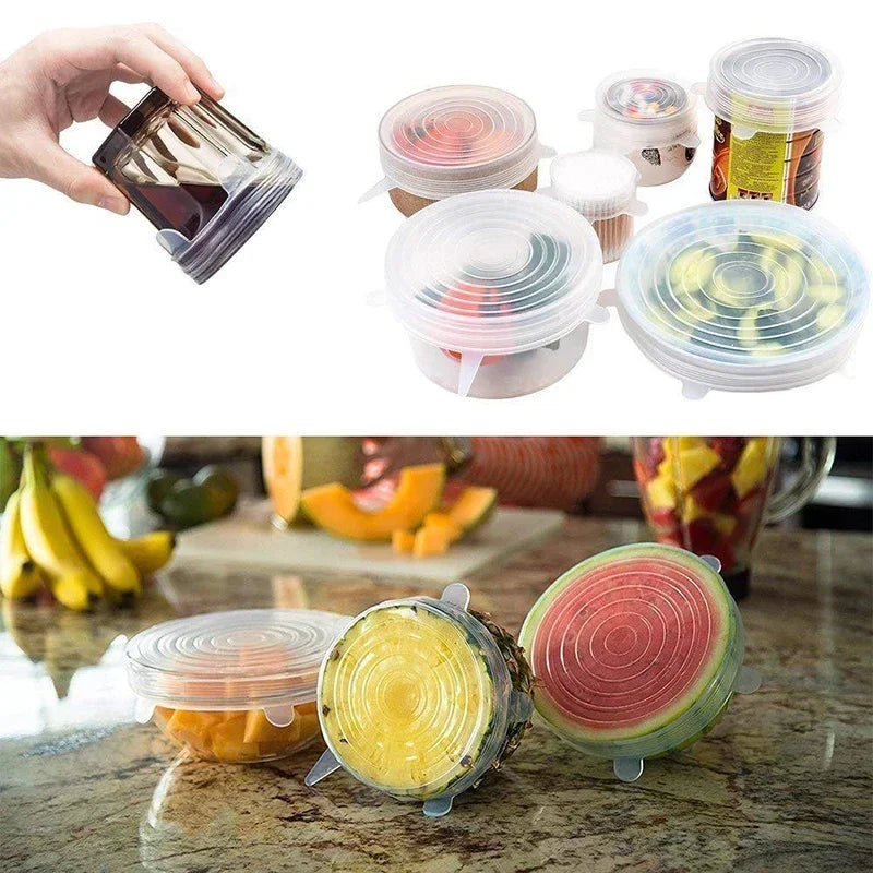 Silikon-Stretchdeckel Küchenzubehör kann wiederverwendet werden Lebensmittelabdeckung Plastikfolienabdeckung Frischhalte-Verschlussdose Aufbewahrung für zu Hause